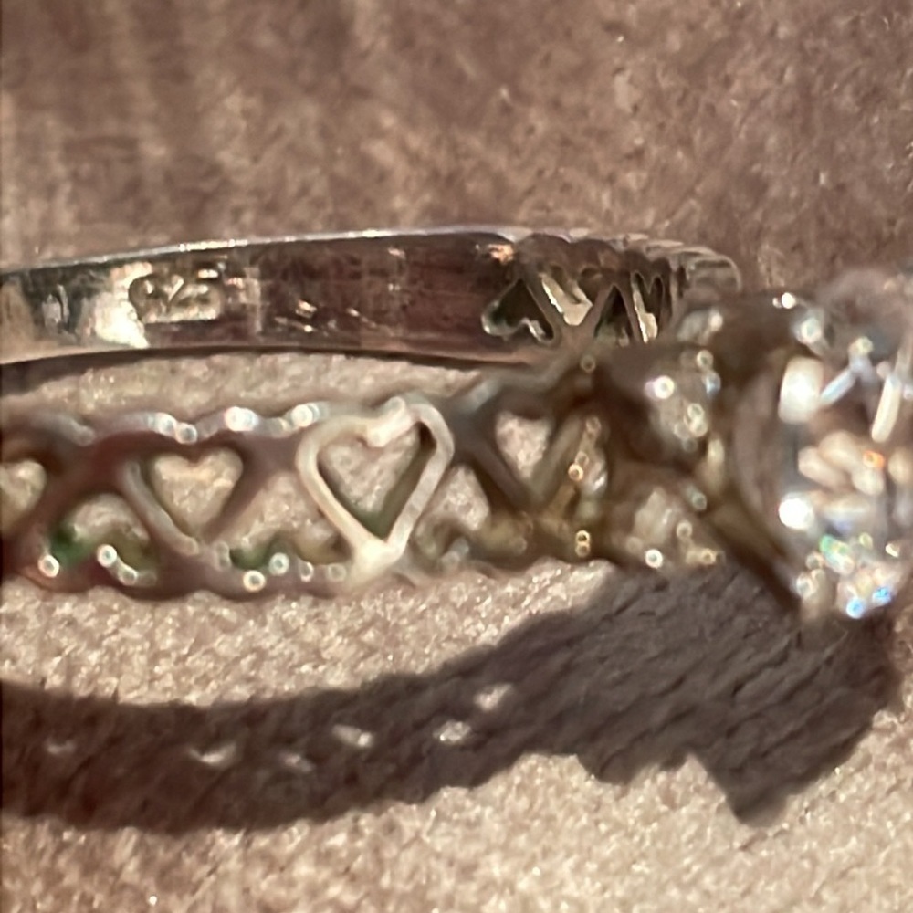 Sterling Silver Heart Engagement Ring 925 Size 10 - Picture 6 of 8